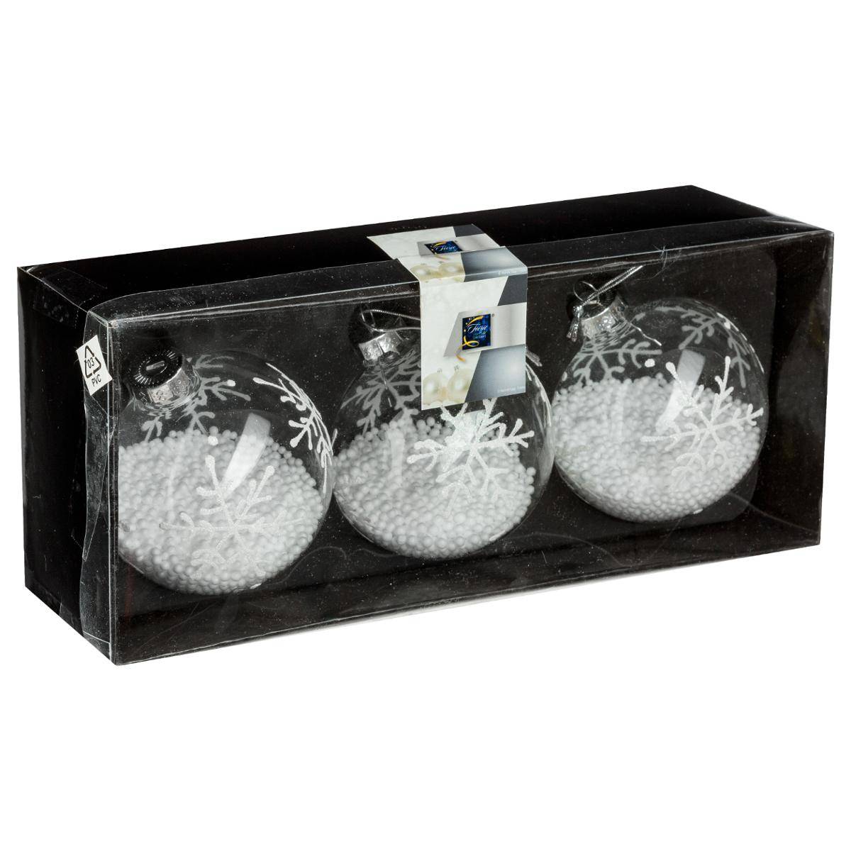 Boule Noël verre neige X 3 D.8 cm, FEERIC LIGHTS & CHRISTMAS