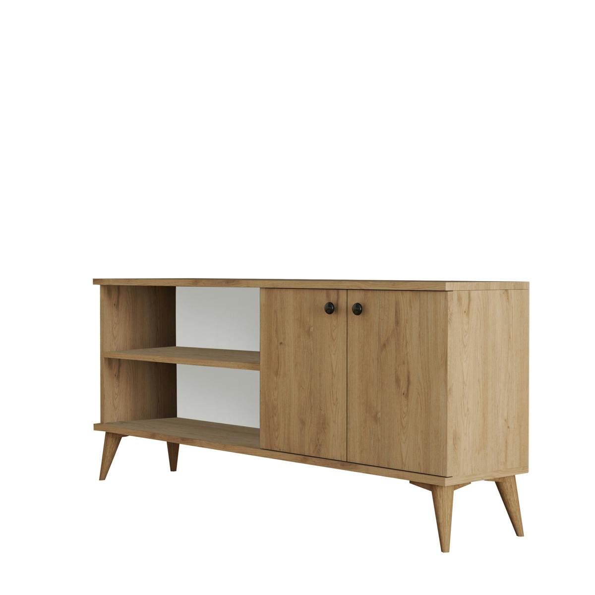 Meuble TV scandinave avec rangement fermé et 2 niches UMEA, PIER IMPORT