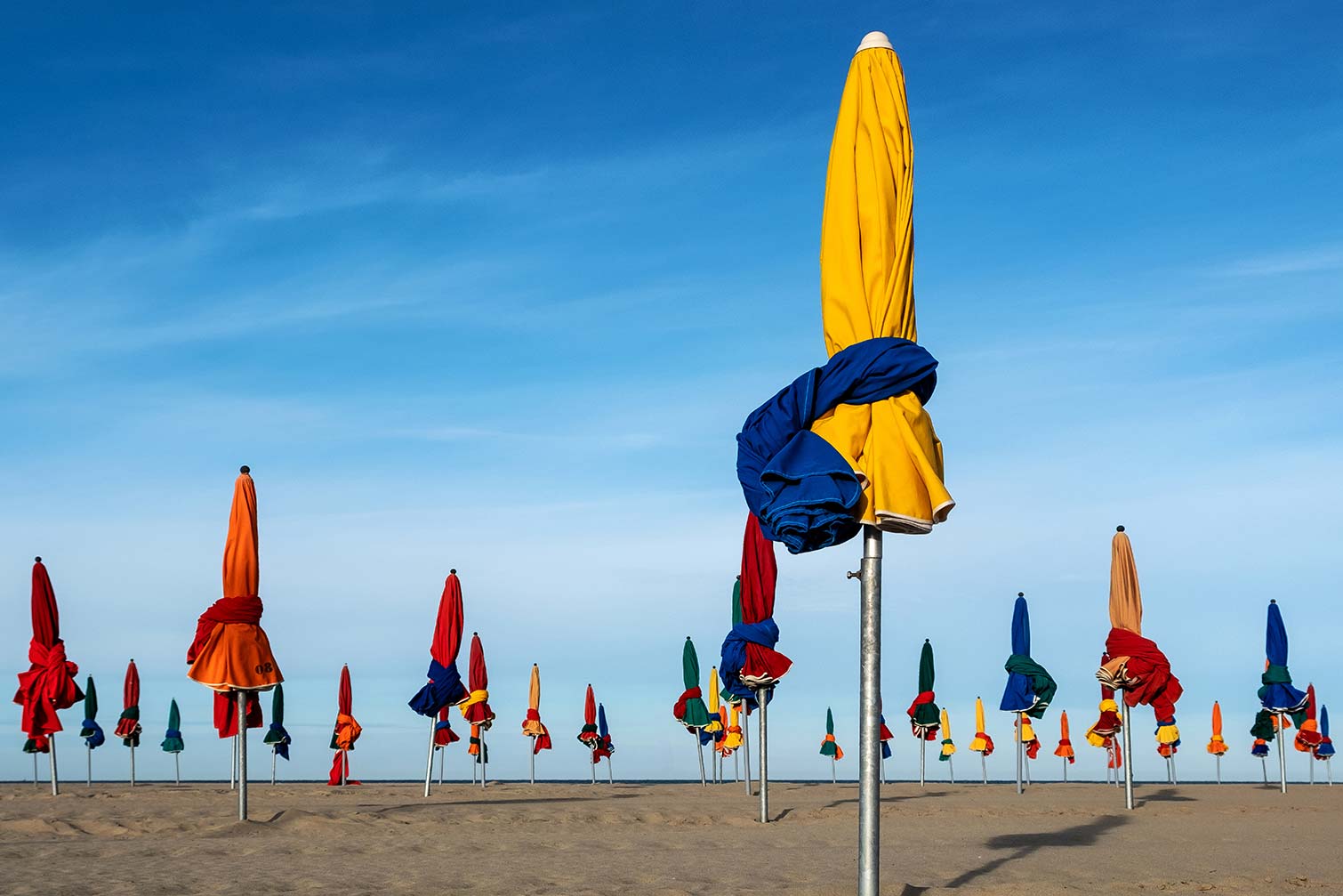 Tableau plage les parapluies de deauville, HEXOA