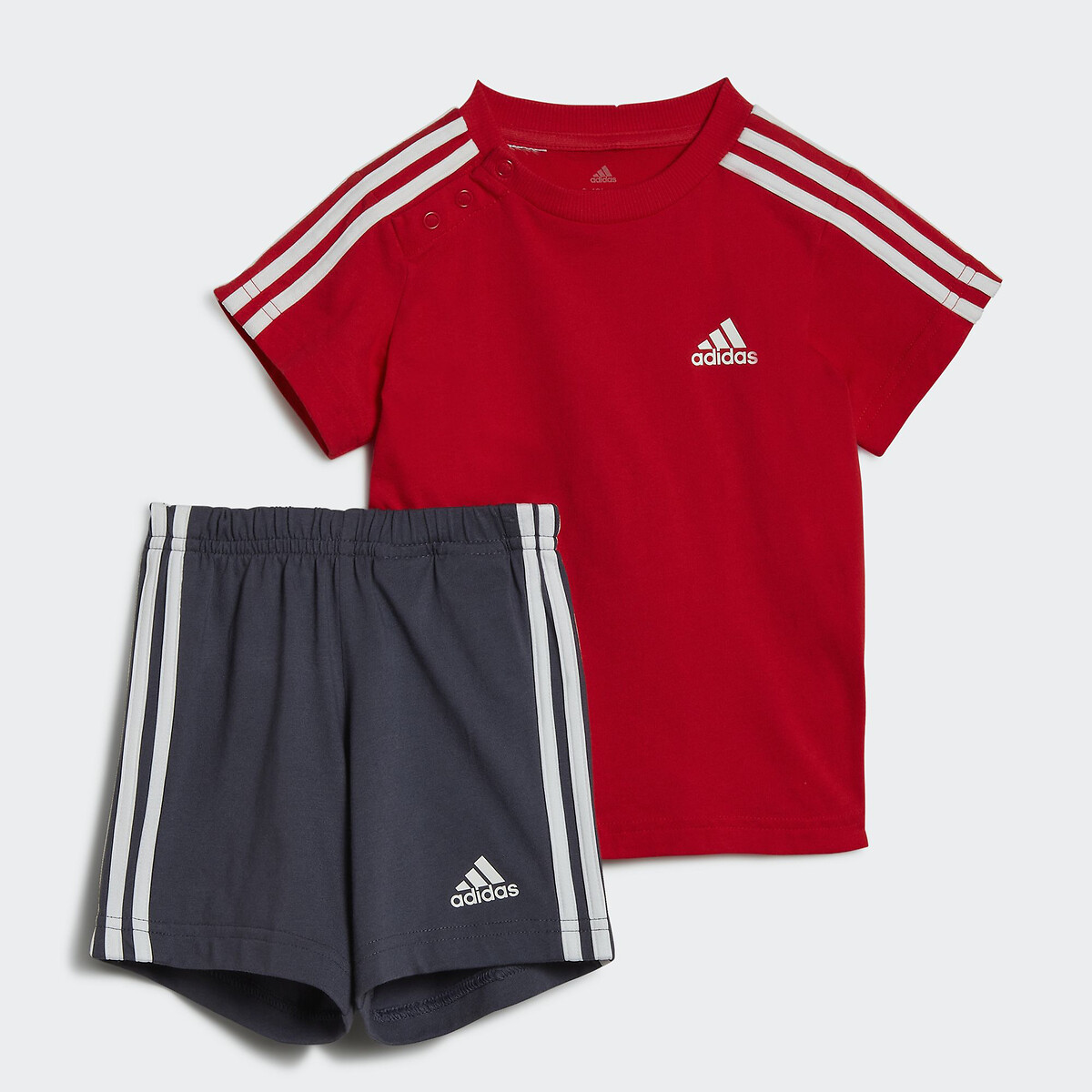Cotton T Shirt Shorts Outfit Red Navy Adidas Performance La Redoute