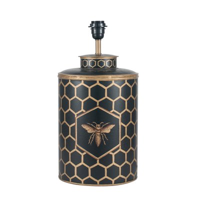 Hand painted Iron Black Honeycomb and Bee Motif Table Lamp Base SO'HOME