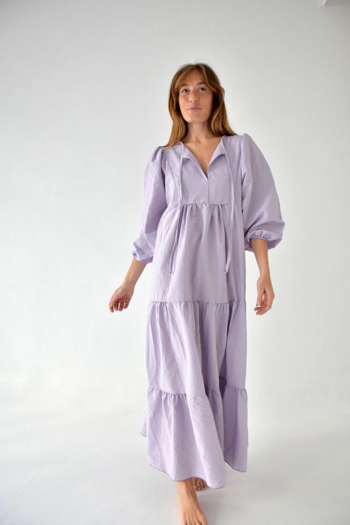 Robe longue vichy col V GABRIELA, MINDTRAVELER