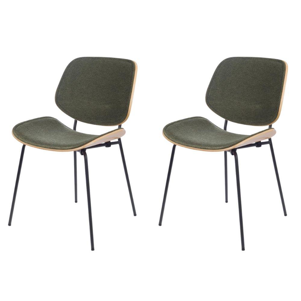 Chaise de salle à manger en tissu et chêne Atlanta (lot de 2), AMADEUS