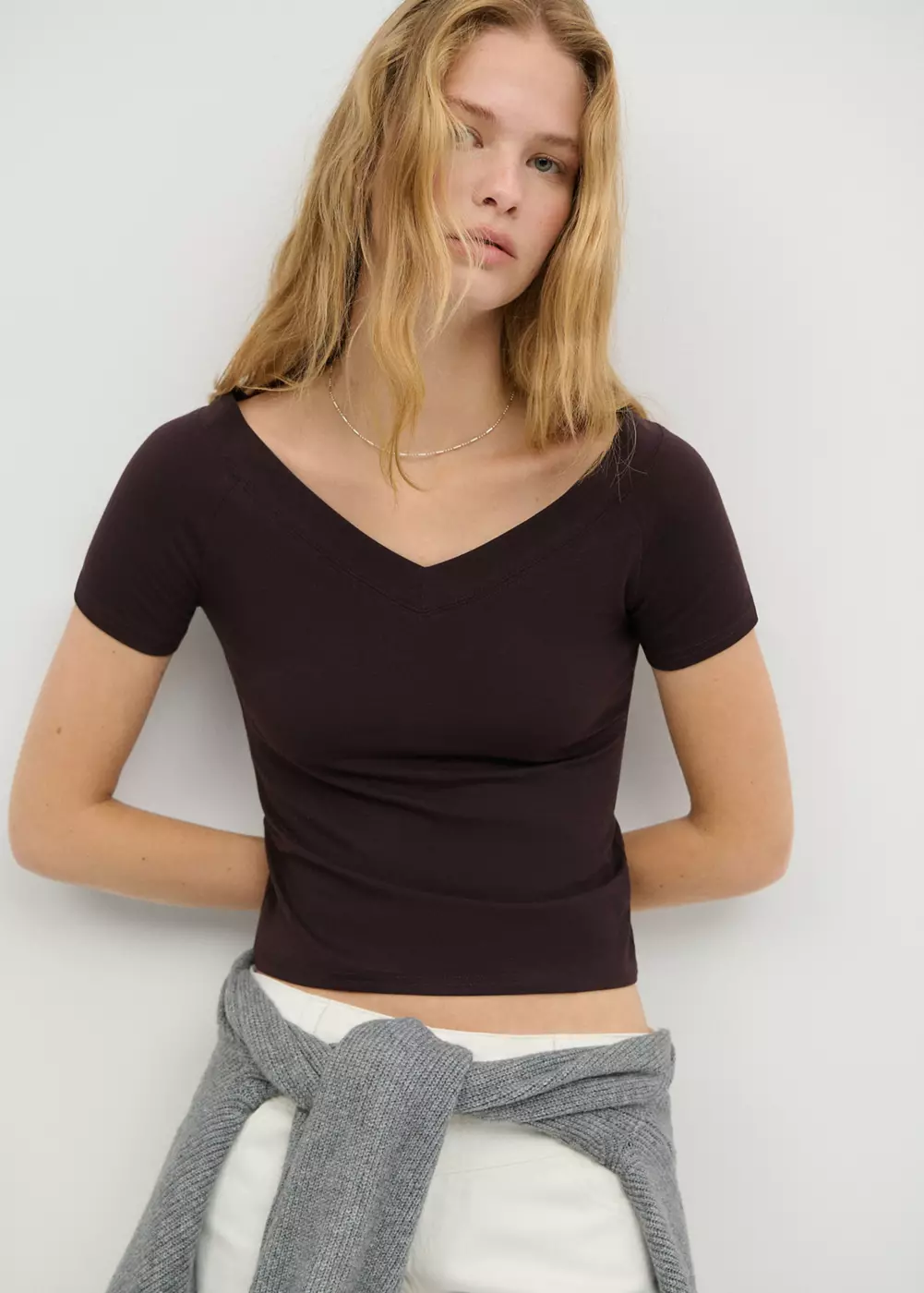 T-shirt décolleté en V, MANGO TEEN