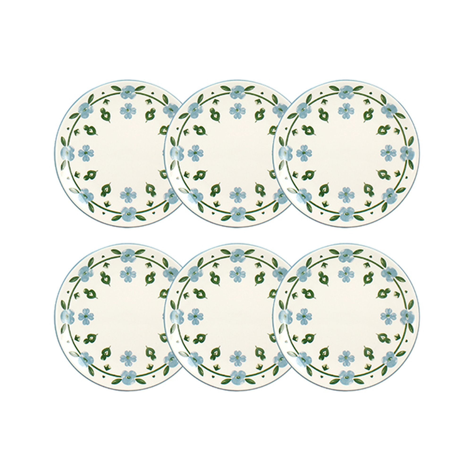 Lot de 6 assiettes à dessert 19cm en porcelaine, PRIMAVERA, NOVASTYL