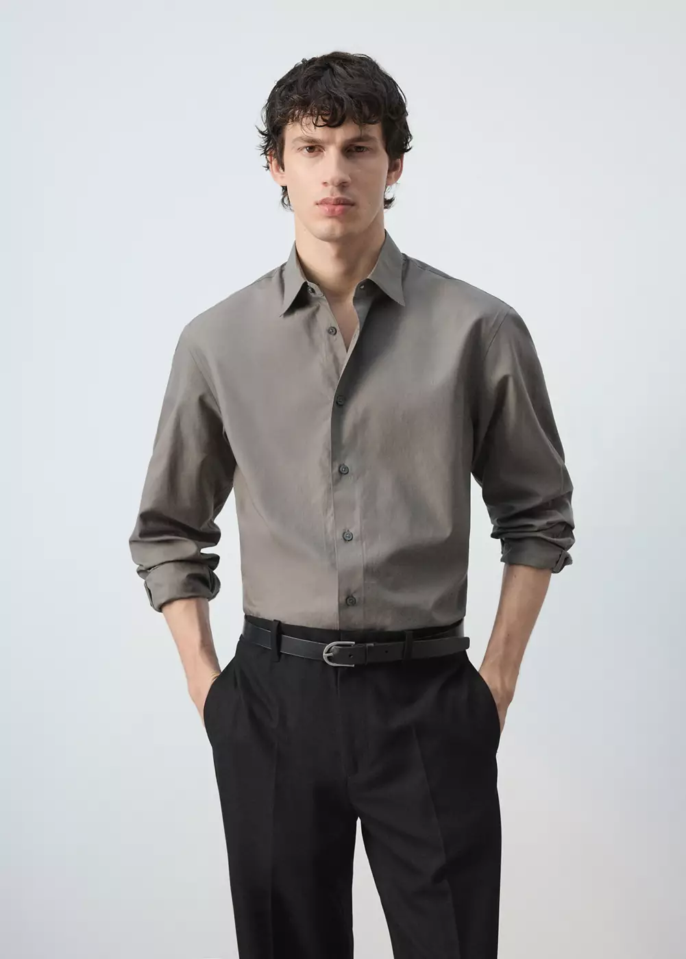 Chemise en mélange coton-lyocell coupe relaxed, MANGO MAN