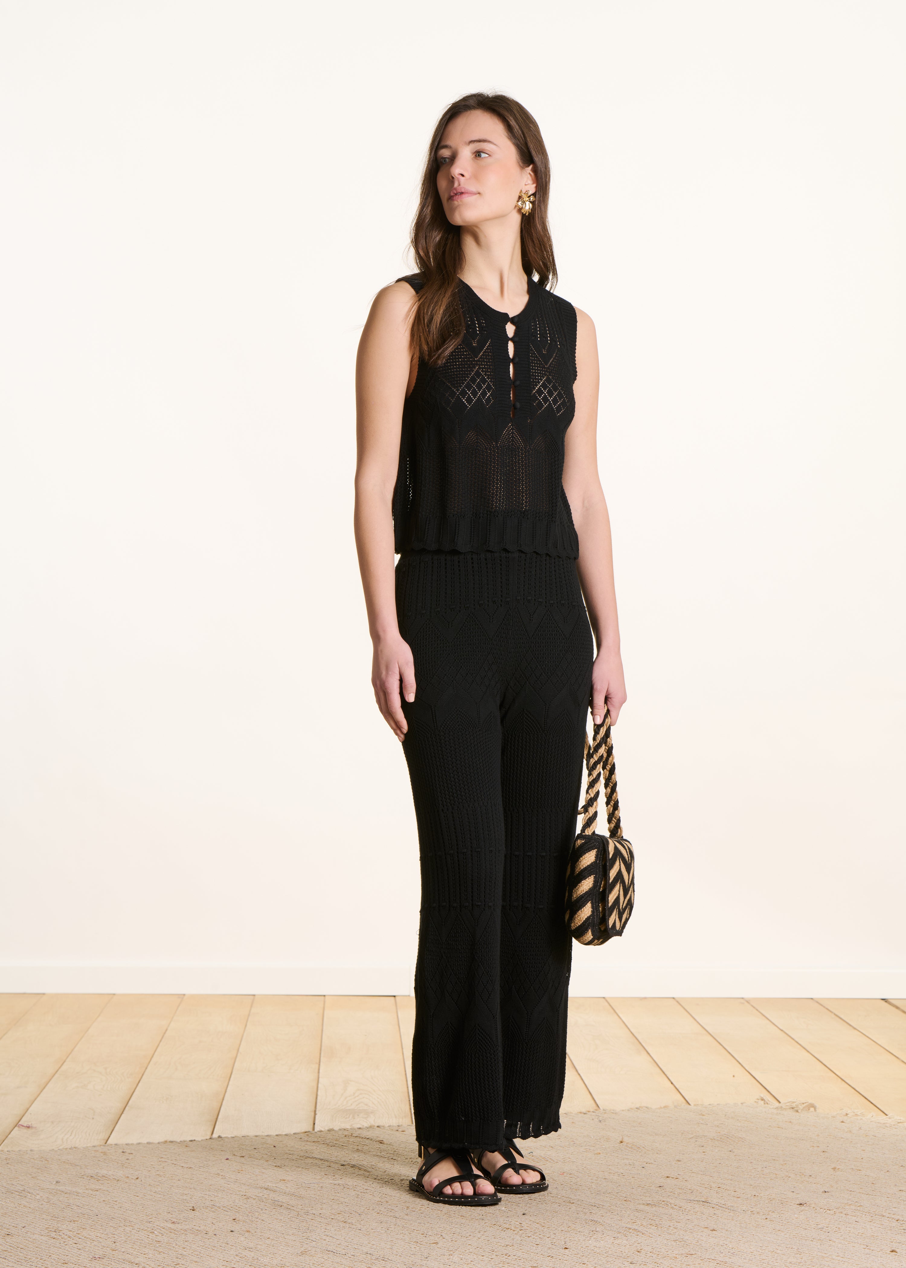 Pantalon en maille pointelle doublé, LA FEE MARABOUTEE