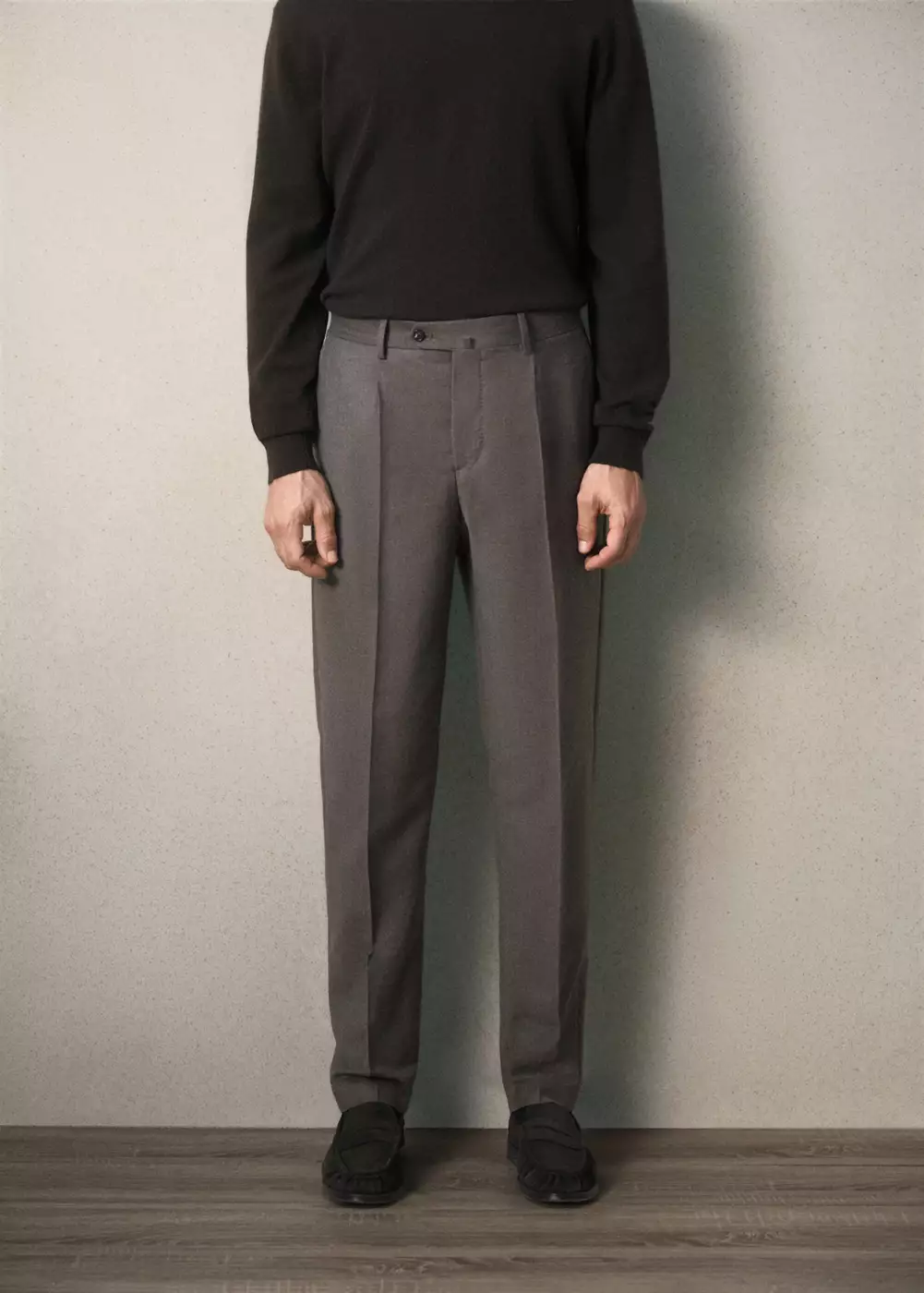 Pantalon de costume en flanelle de laine italienne, coupe slim fit, MANGO MAN