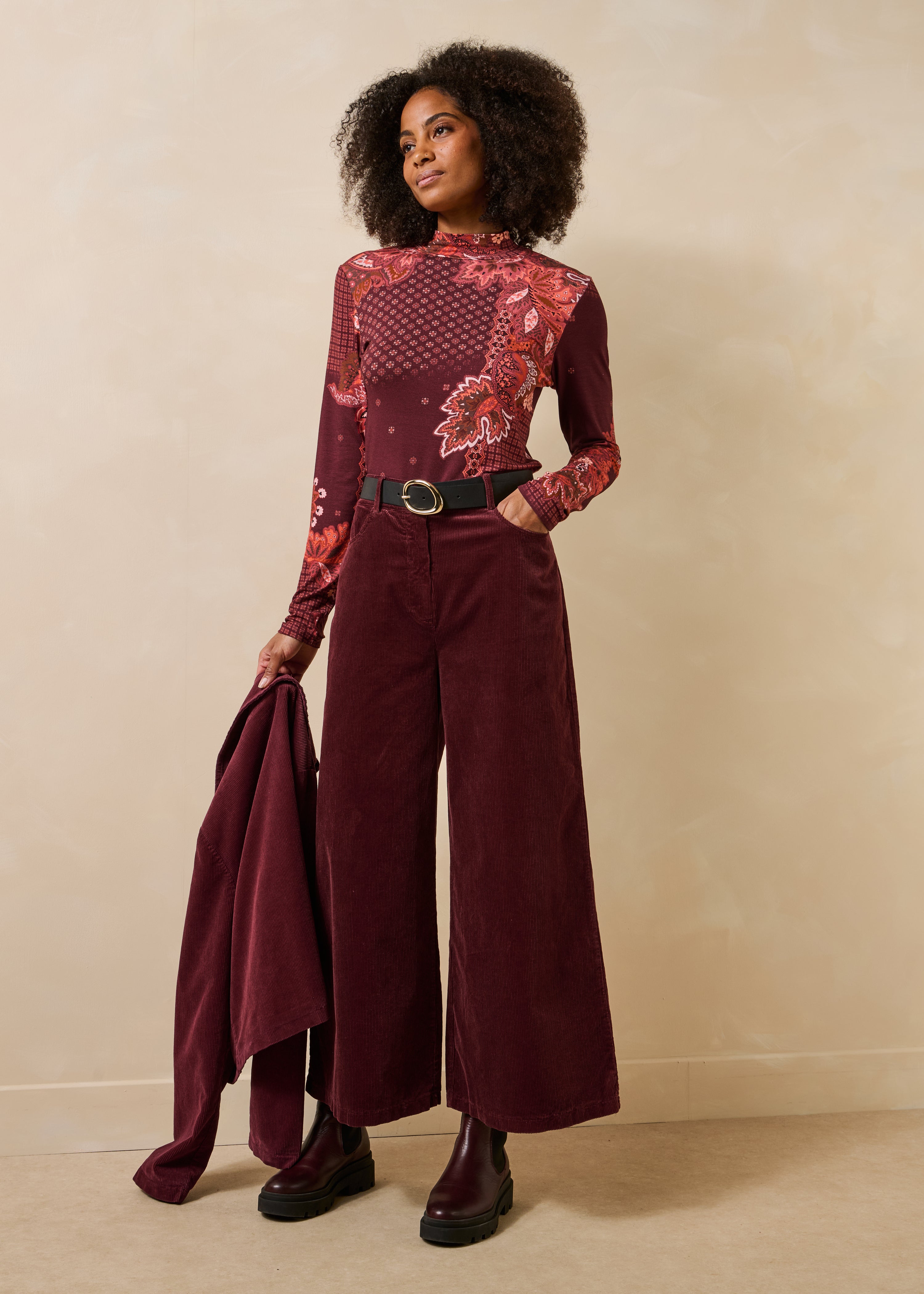 Pantalon large en velours côtelé, LA FEE MARABOUTEE