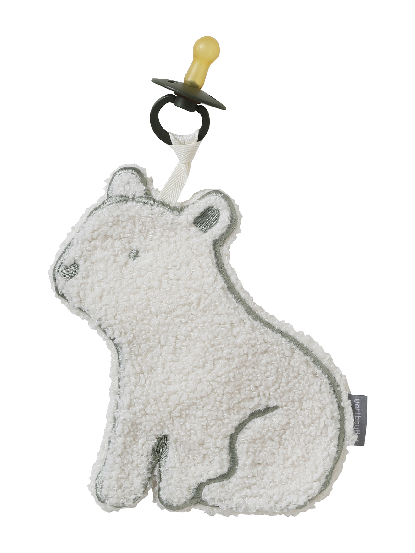 Attache-tétine doudou Ours polaire en sherpa, VERTBAUDET