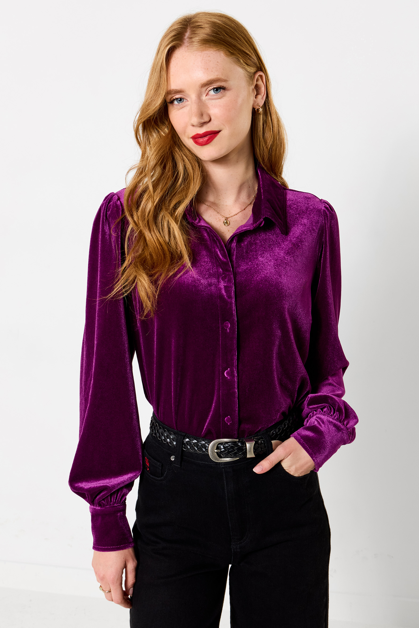 Blouse à Col en Velours Iris, JOE BROWNS