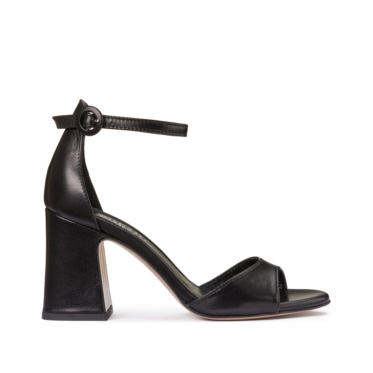 Leather block heel sandals, black, Minelli | La Redoute