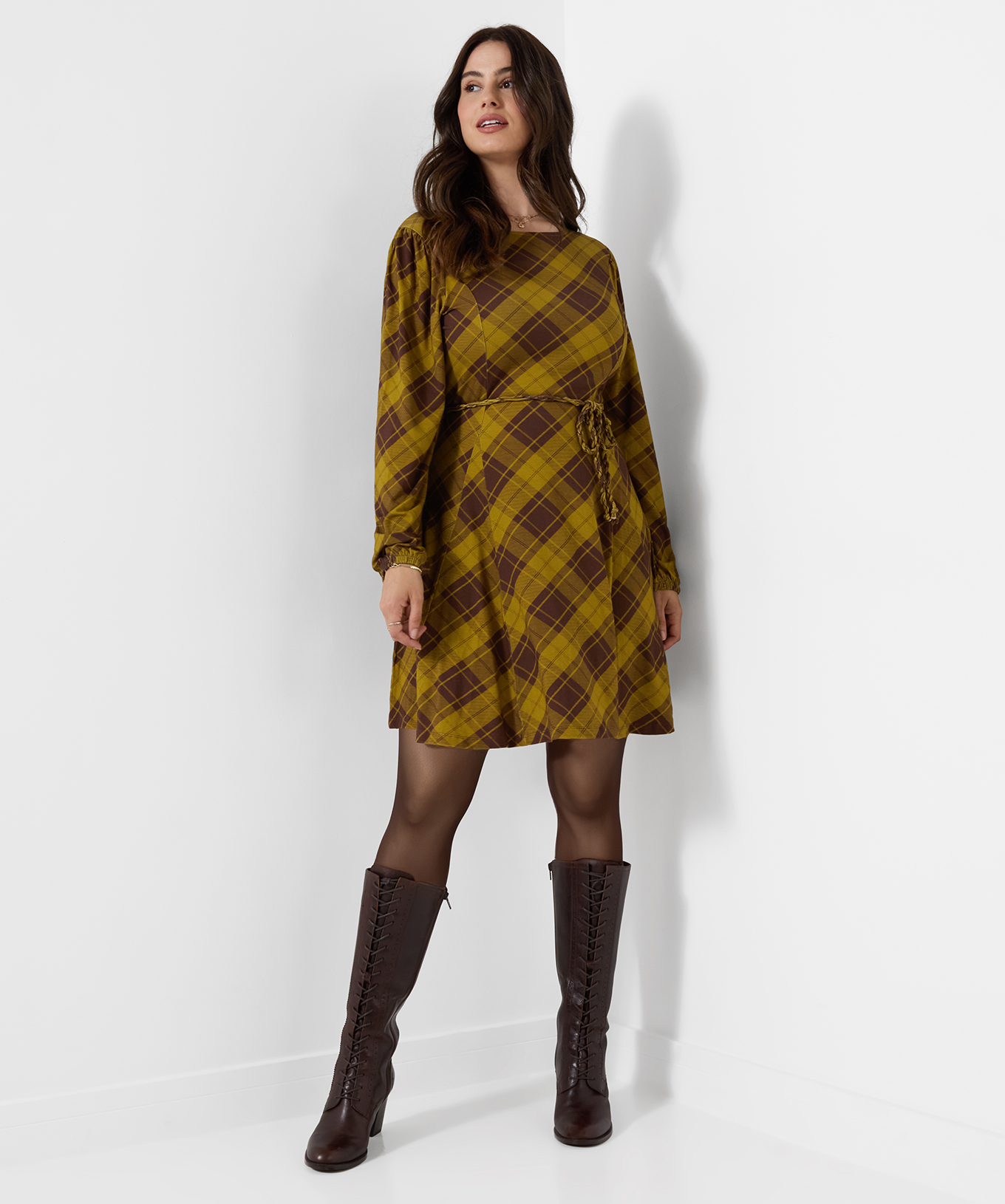 Robe Courte en Jersey à Carreaux Tradition, JOE BROWNS