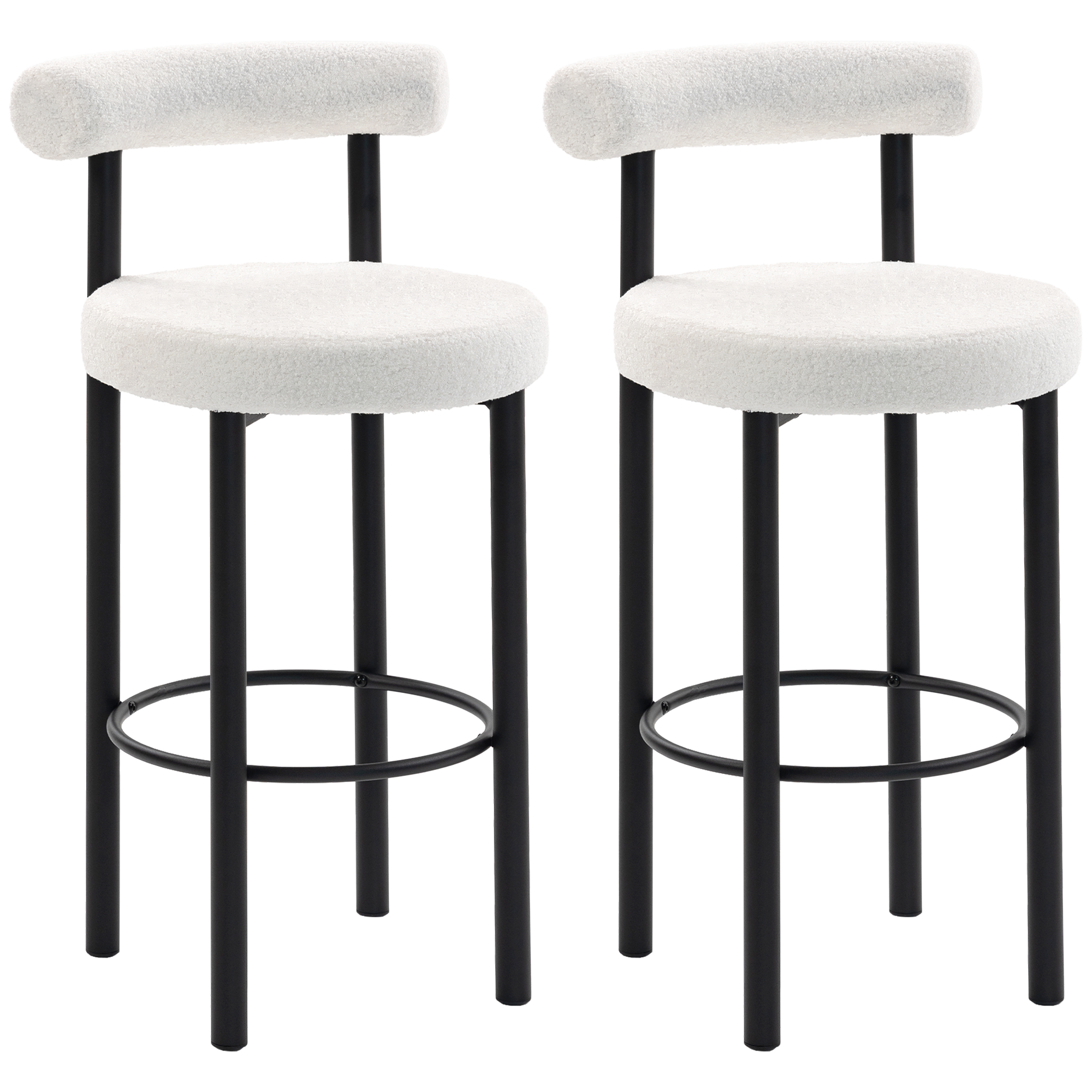 Tabouret de bar Tissu bouclette Blanc, HOMCOM