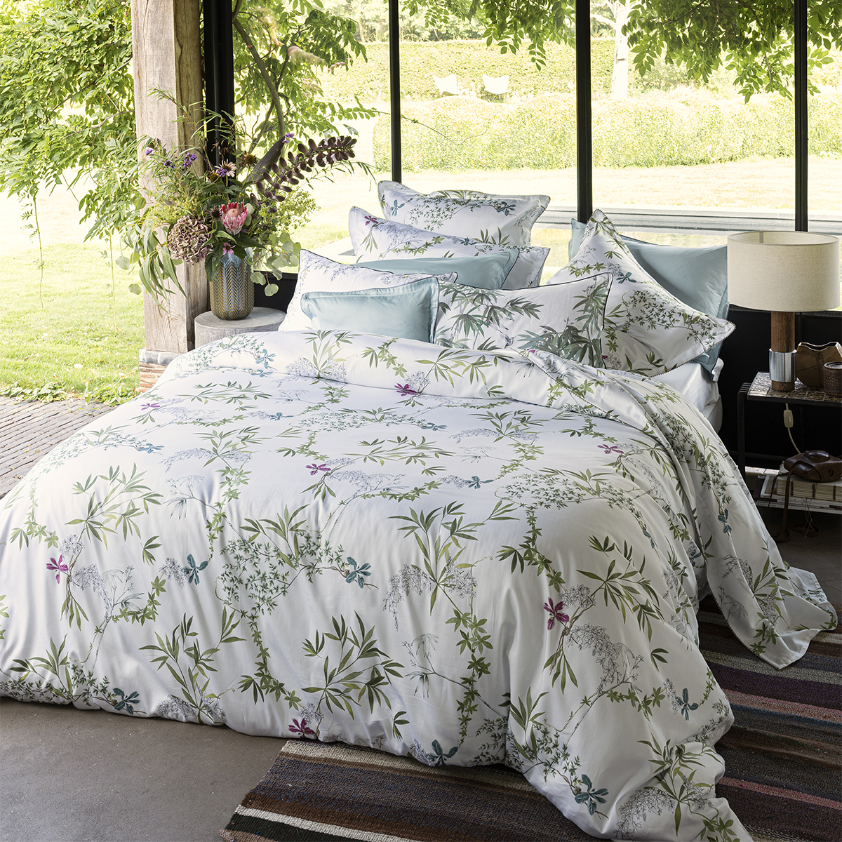 Housse de couette imprimée en satin de coton bio, MATIN, ALEXANDRE TURPAULT