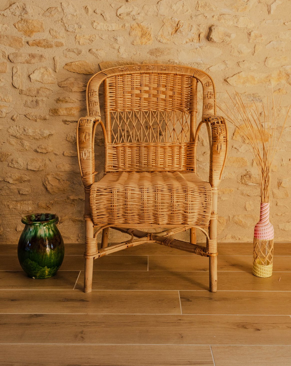Fauteuil en osier Ernest N°1582 - Bon état, DEBONGOUT