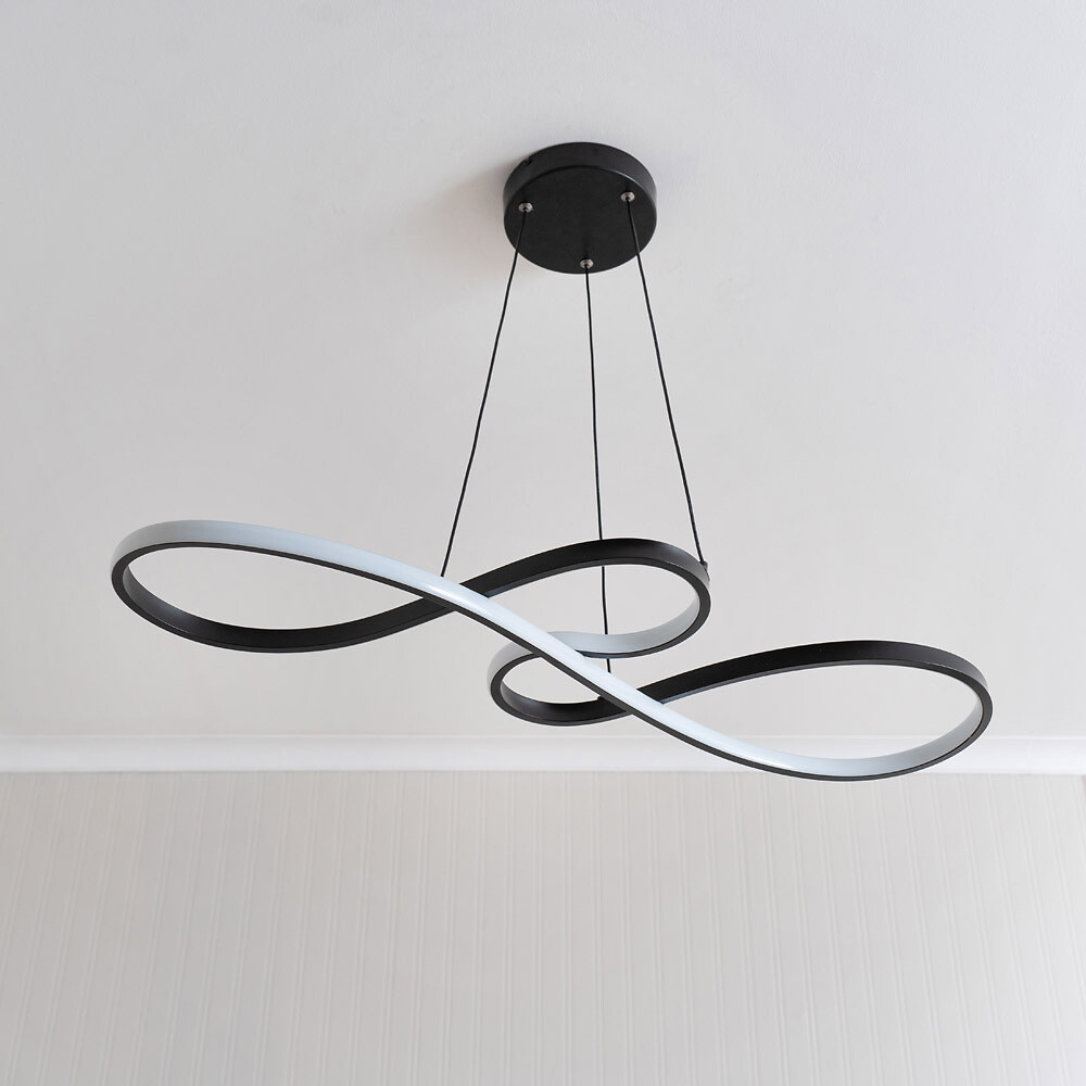 Inez Loop LED Pendant Light in Matte Black, SO'HOME