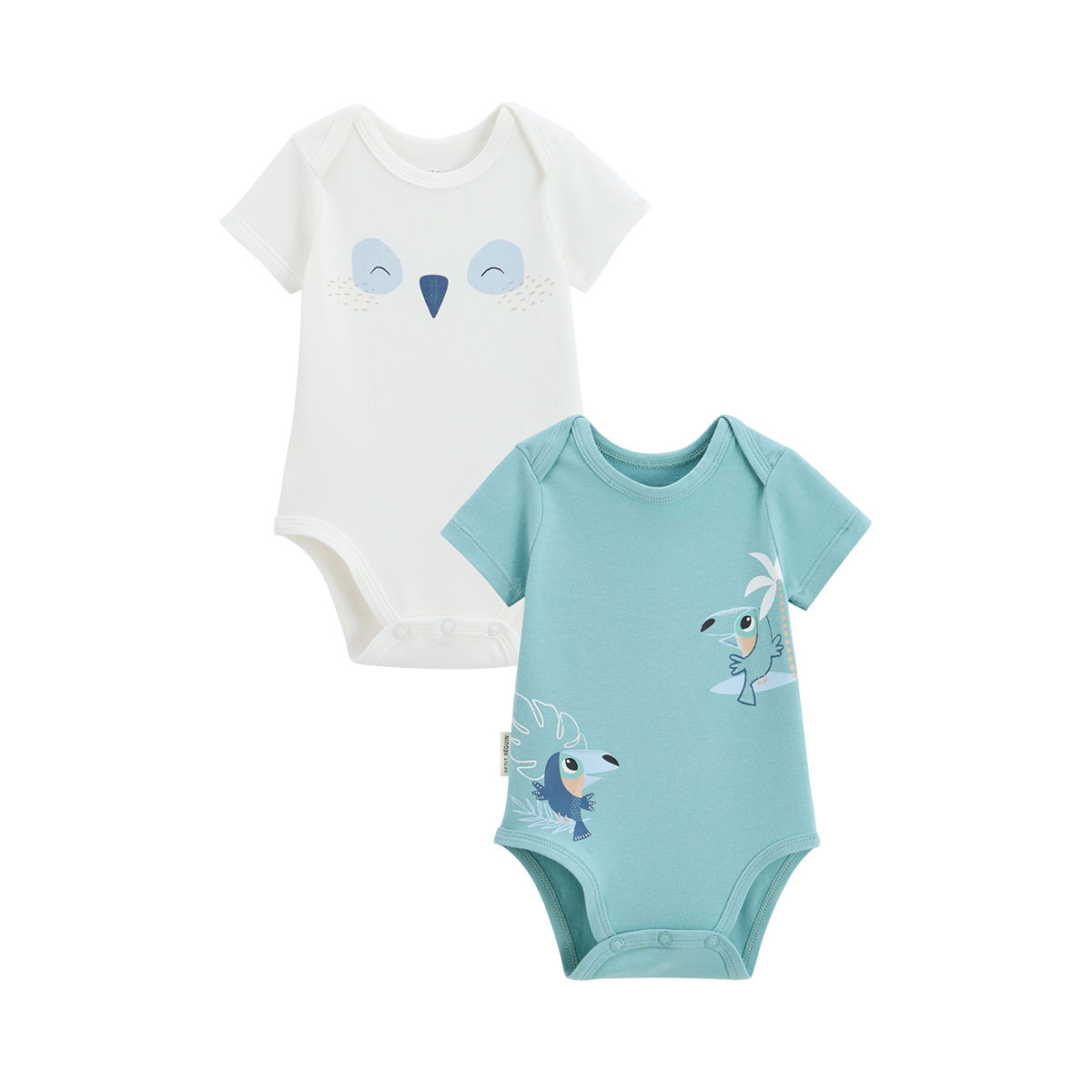 Lot de 2 bodies bébé manches courtes Toucana, PETIT BEGUIN