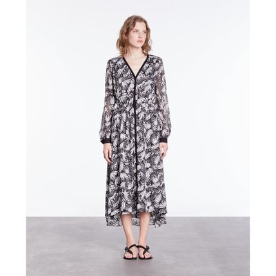 Printed Voile Midi Dress with Long Sleeves THE KOOPLES