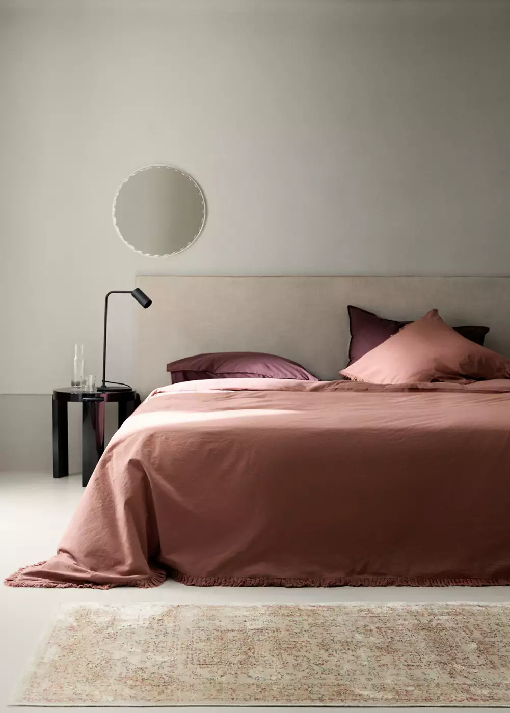 Housse de couette coton lavé volant en gaze effiloché lit 180/200 cm, MANGO HOME