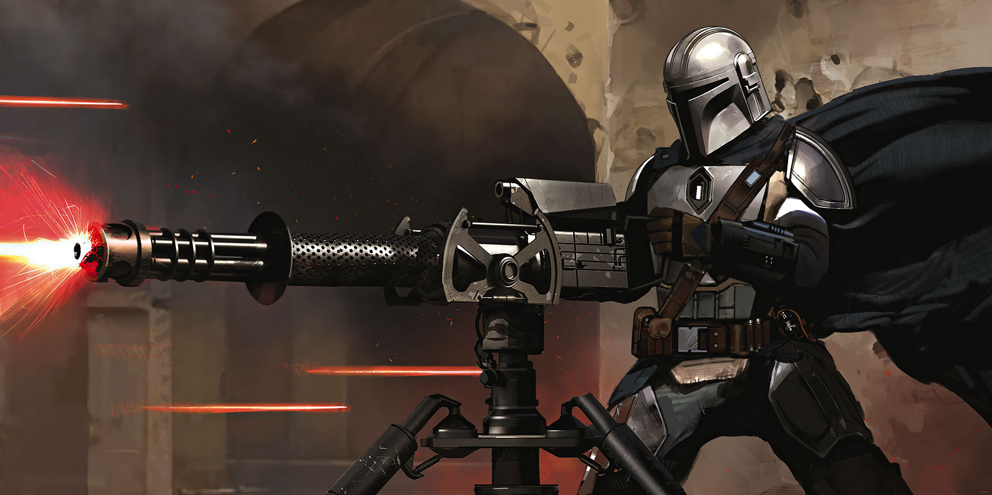 Papier peint Komar - Star Wars The Mandalorian Blaster - 500 x 250 cm, HEXOA