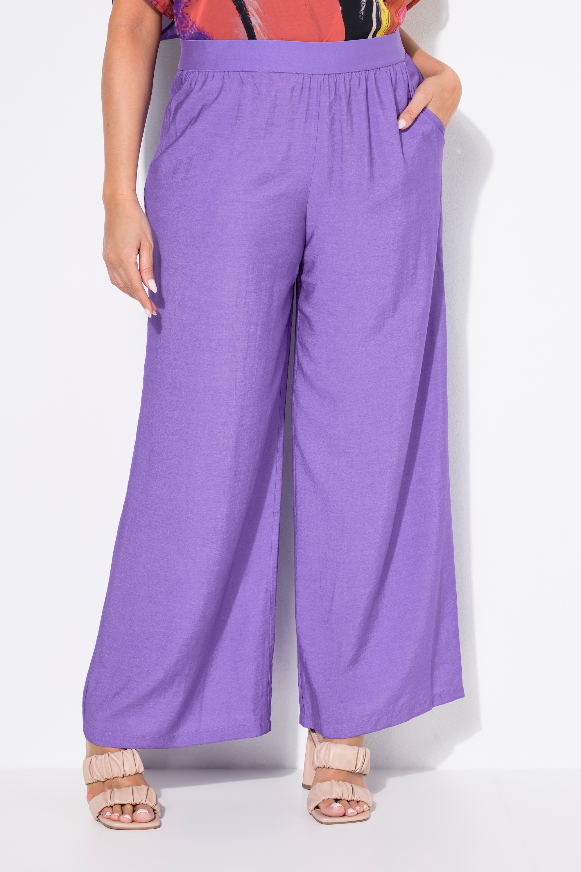 Pantalon à enfiler à tissu texturé. Taille, ULLA POPKEN