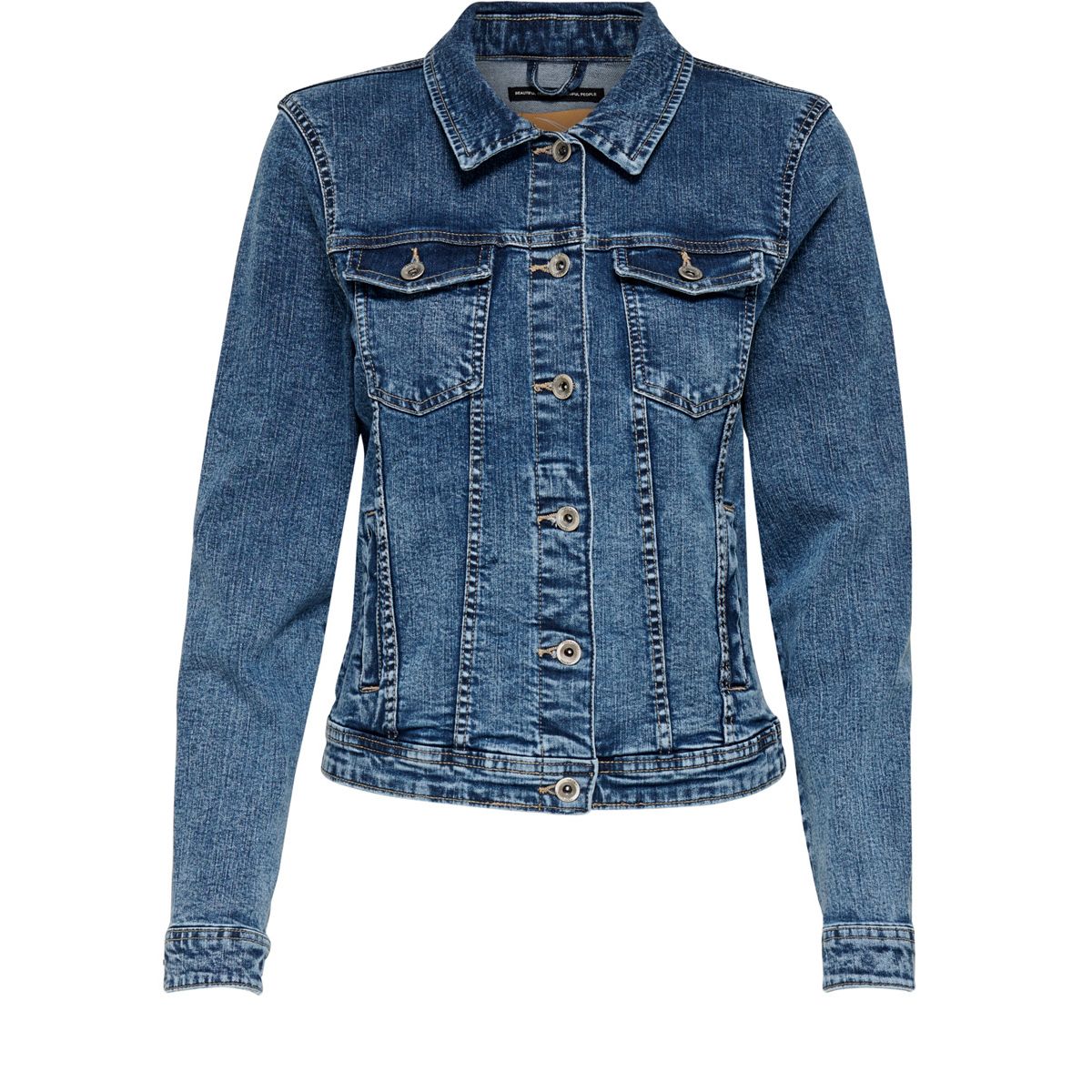 Veste jean discount col rond femme