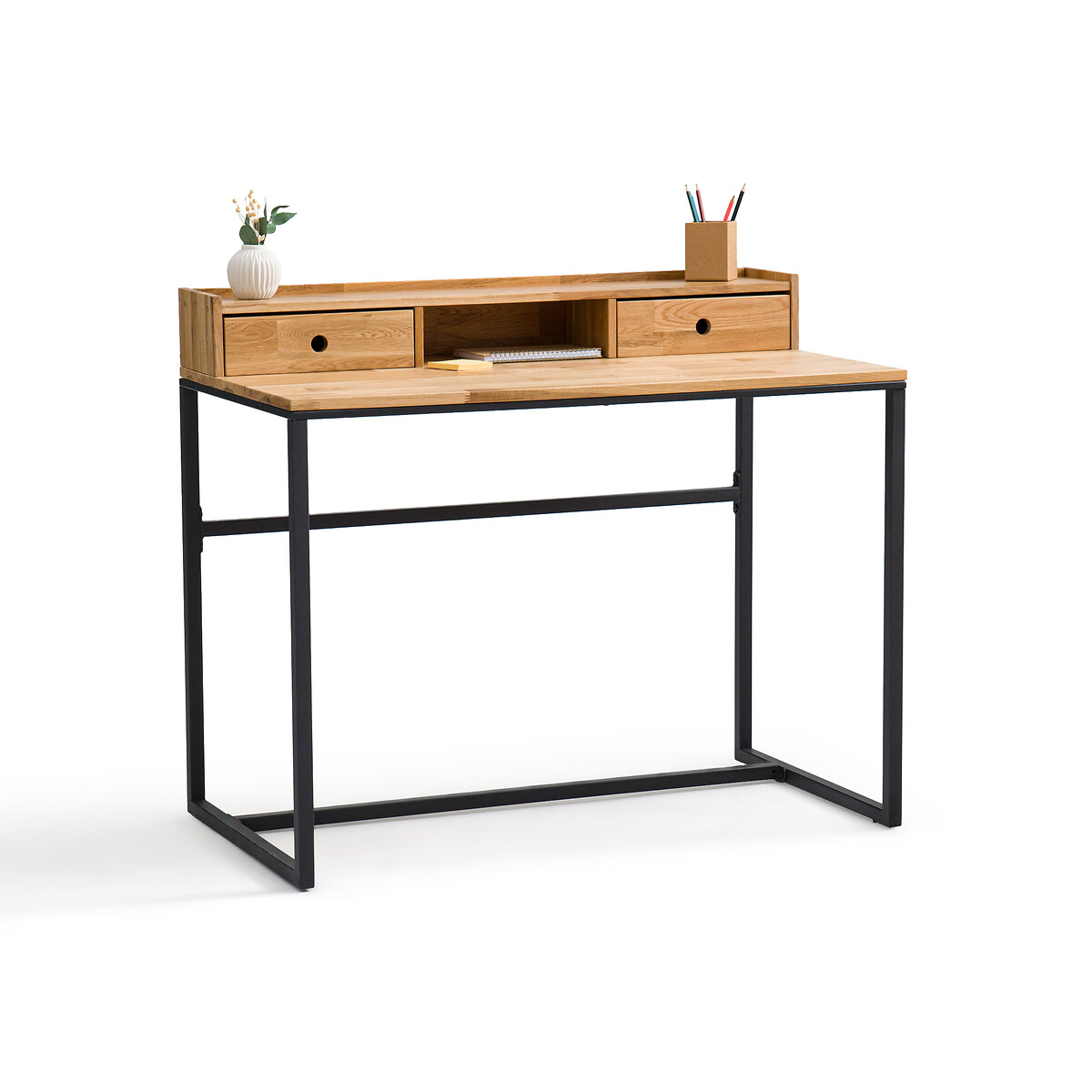 Hiba Oak & Metal Unit Desk