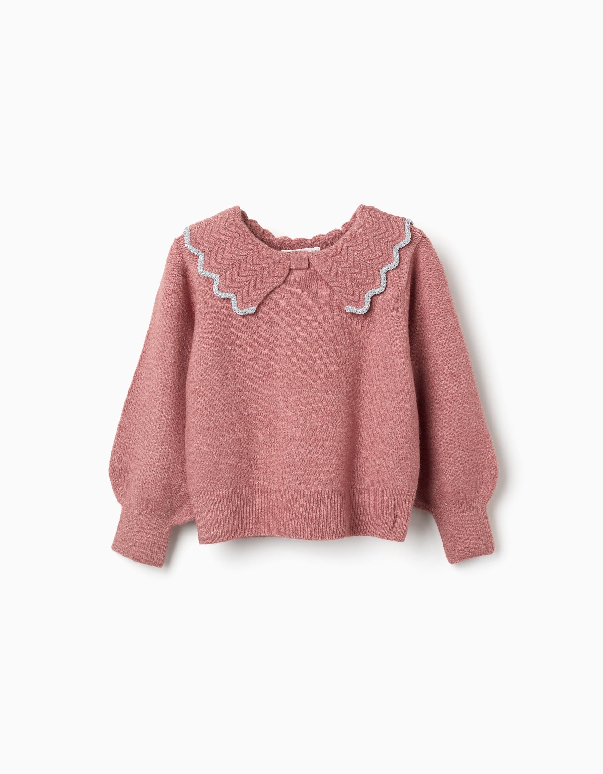 Pull en maille avec col en forme de nœud et fil textile, ZIPPY