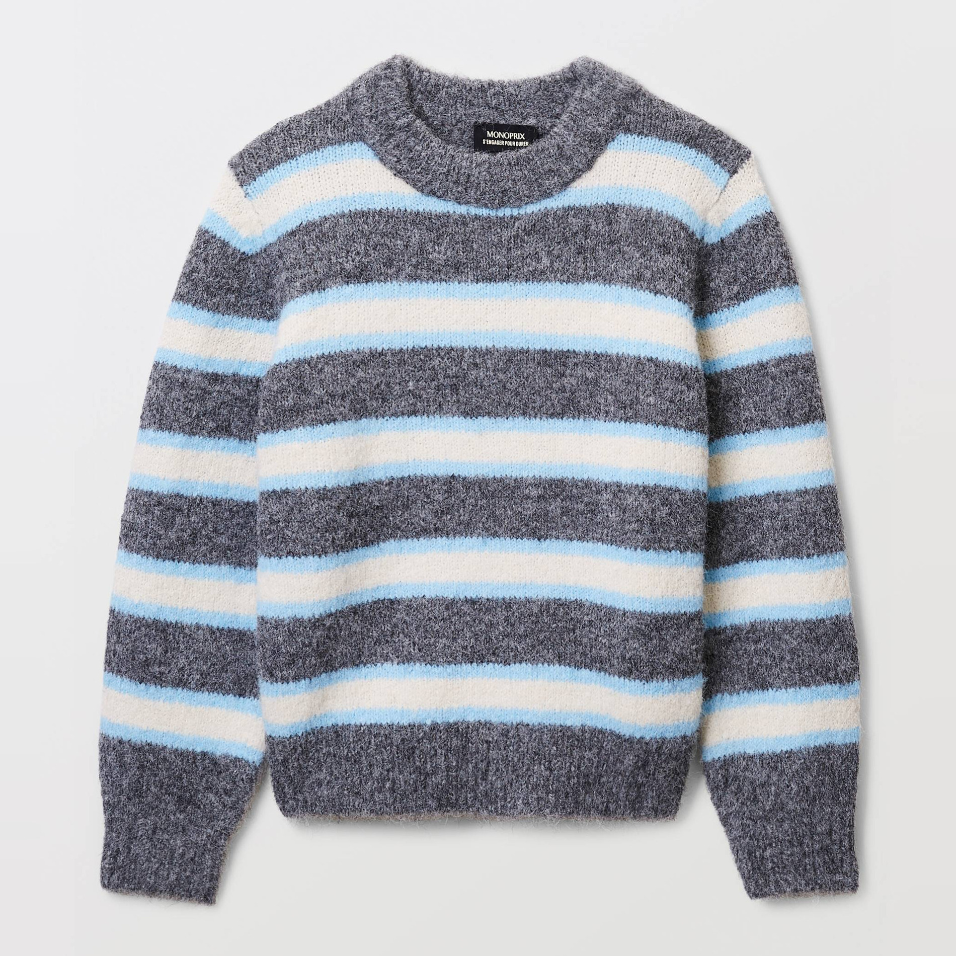Pull rayé col rond, MONOPRIX