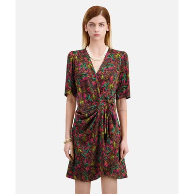 Silk Wrapover Mini Dress with Short Sleeves THE KOOPLES