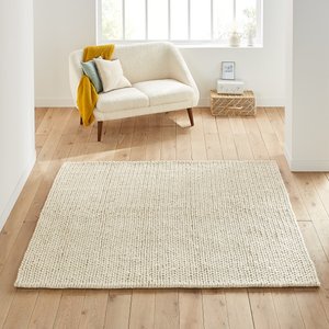 Diano Knit Effect Square 100% Wool Rug LA REDOUTE INTERIEURS image