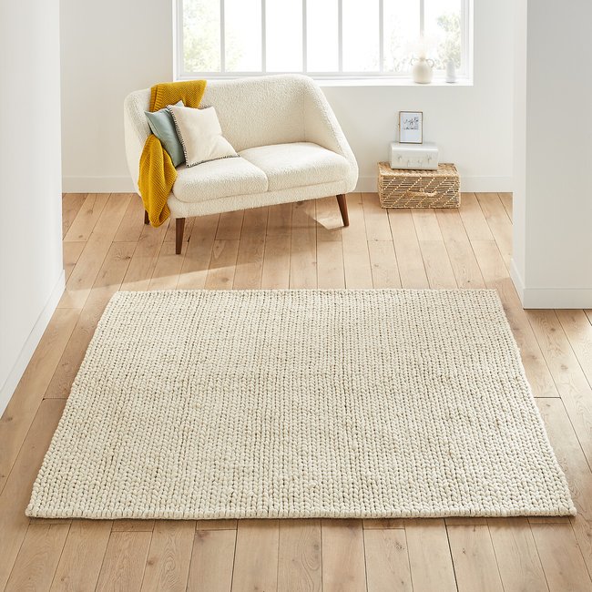 Diano Knit Effect Square 100% Wool Rug - LA REDOUTE INTERIEURS