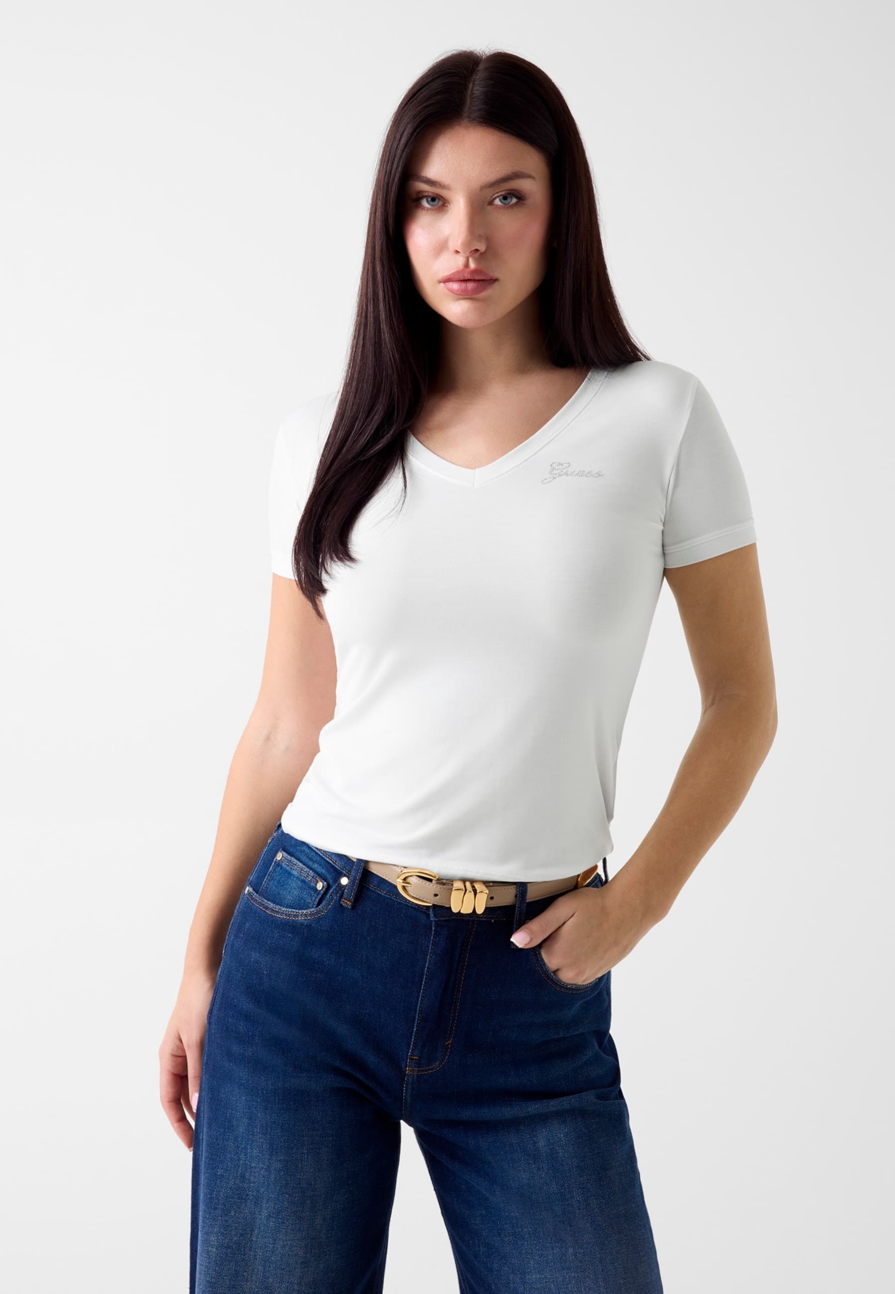 T-Shirt Avec Logo En Strass, GUESS