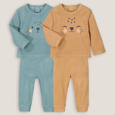 Pack of 2 Pyjamas in Cotton Mix Towelling LA REDOUTE COLLECTIONS