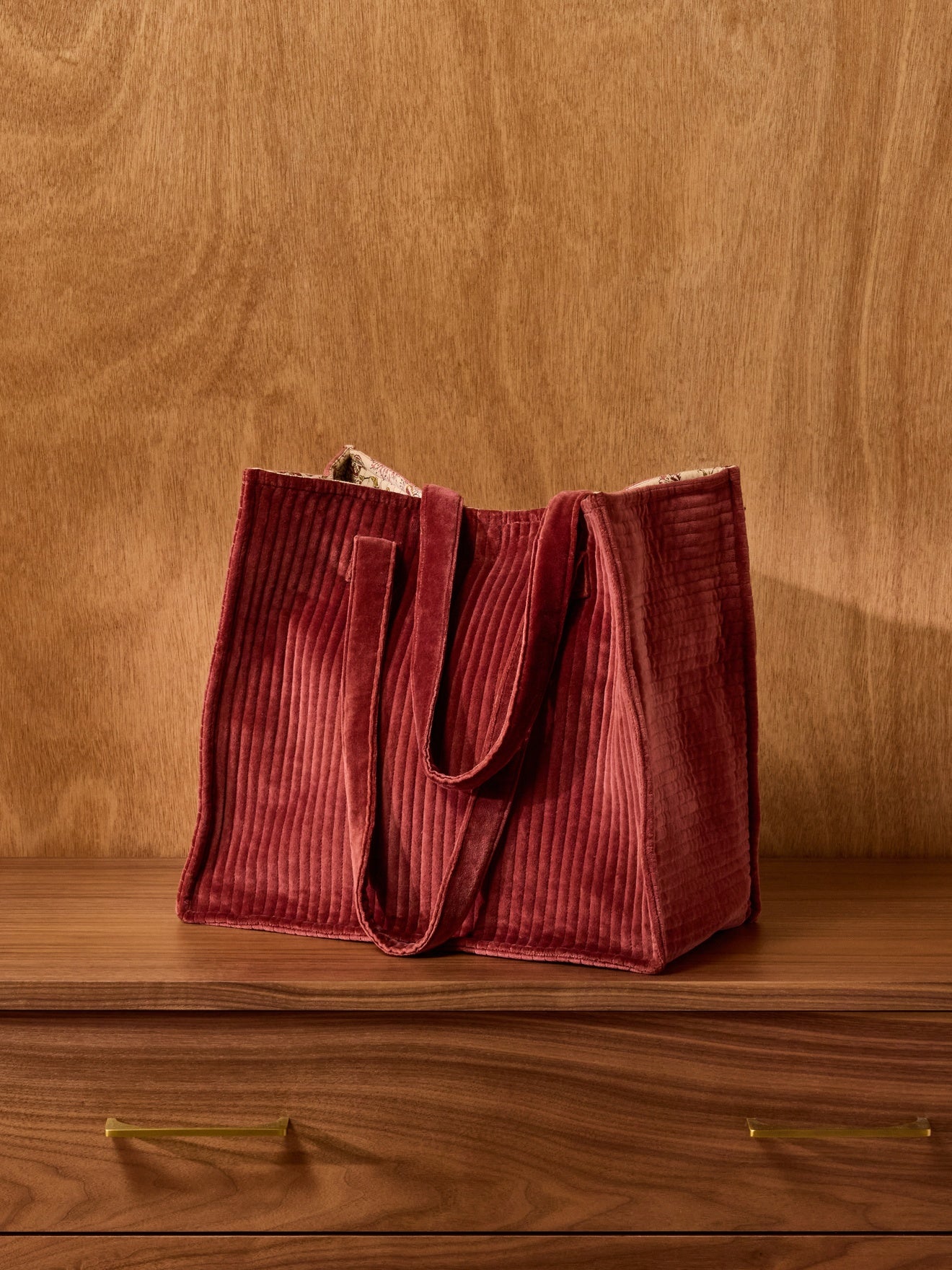 Sac cabas matelassé en velours côtelé, CYRILLUS