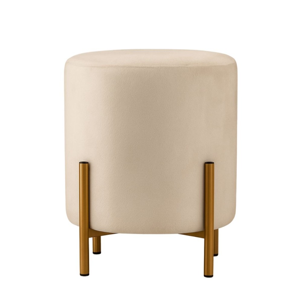 Pouf en velours rond pieds métal 36x30cm, ORNAMI