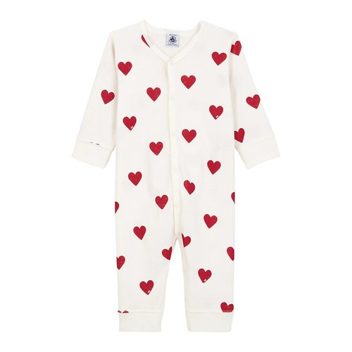 Pijama sem pés estampado coração Petit Bateau