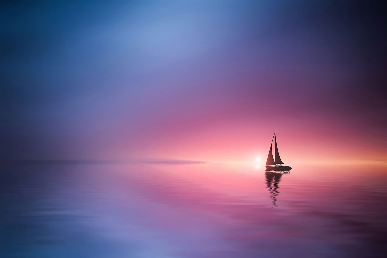 Tableau navigation sous le sunset, HEXOA