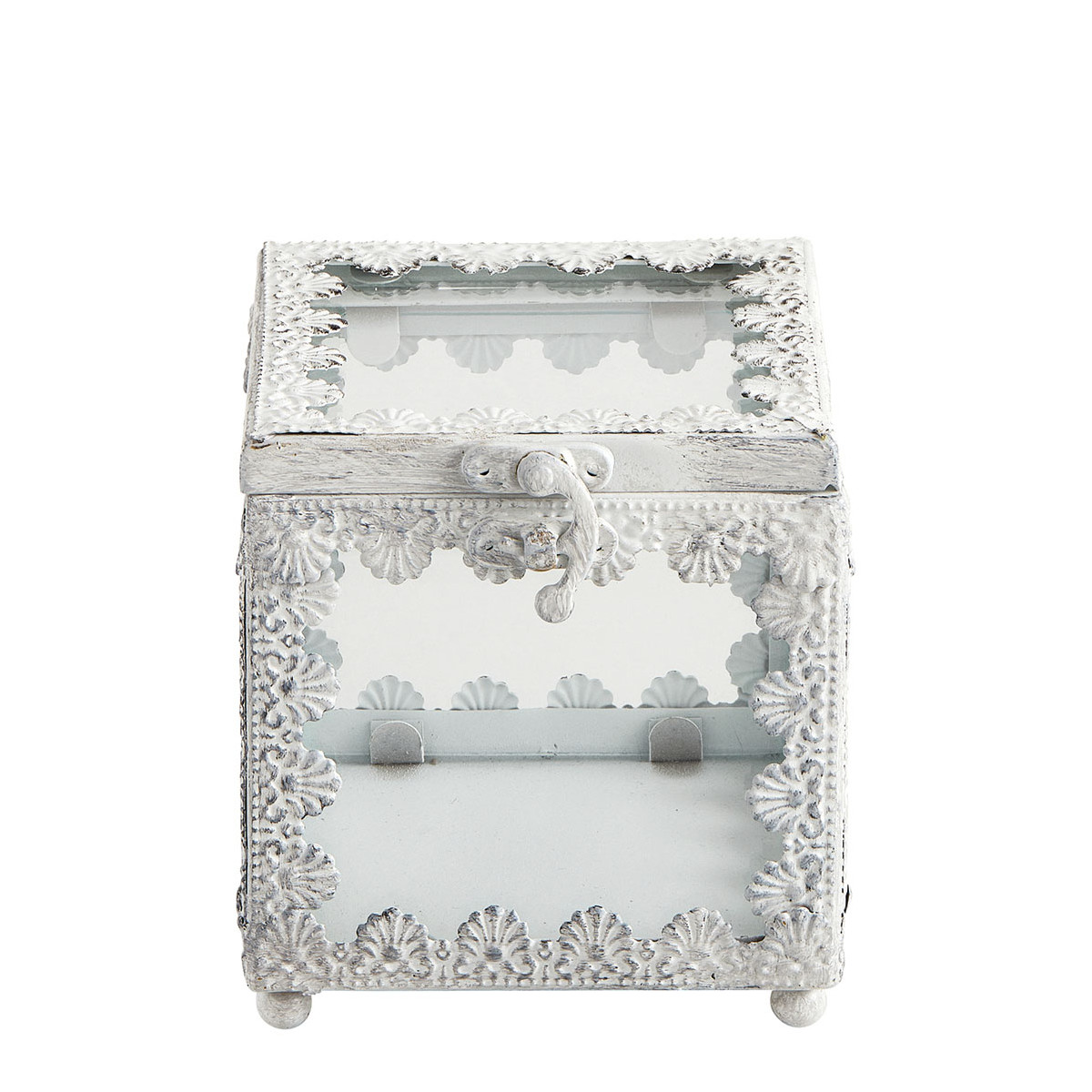 Boîte à bijoux carrée en métal blanchi - Petit modèle, MATHILDE M