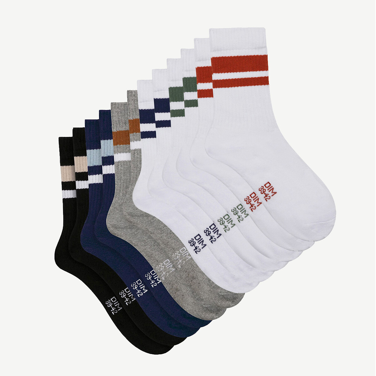 Image of Pack of 6 Pairs of Sports Crew Socks in Cotton Mix
