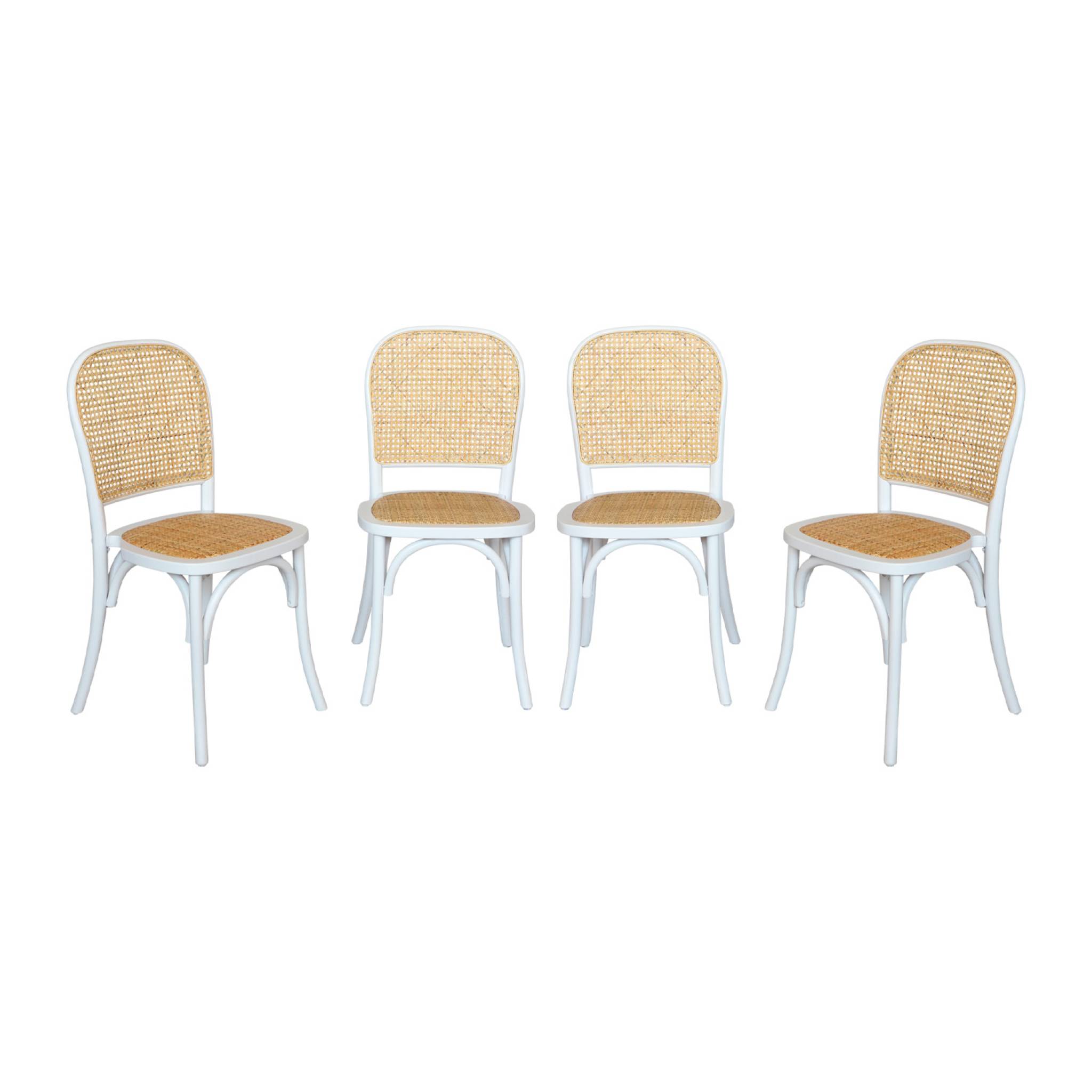 Chaise vintage bois et rotin (lot de 4) MONTPARNASSE, SWEEEK