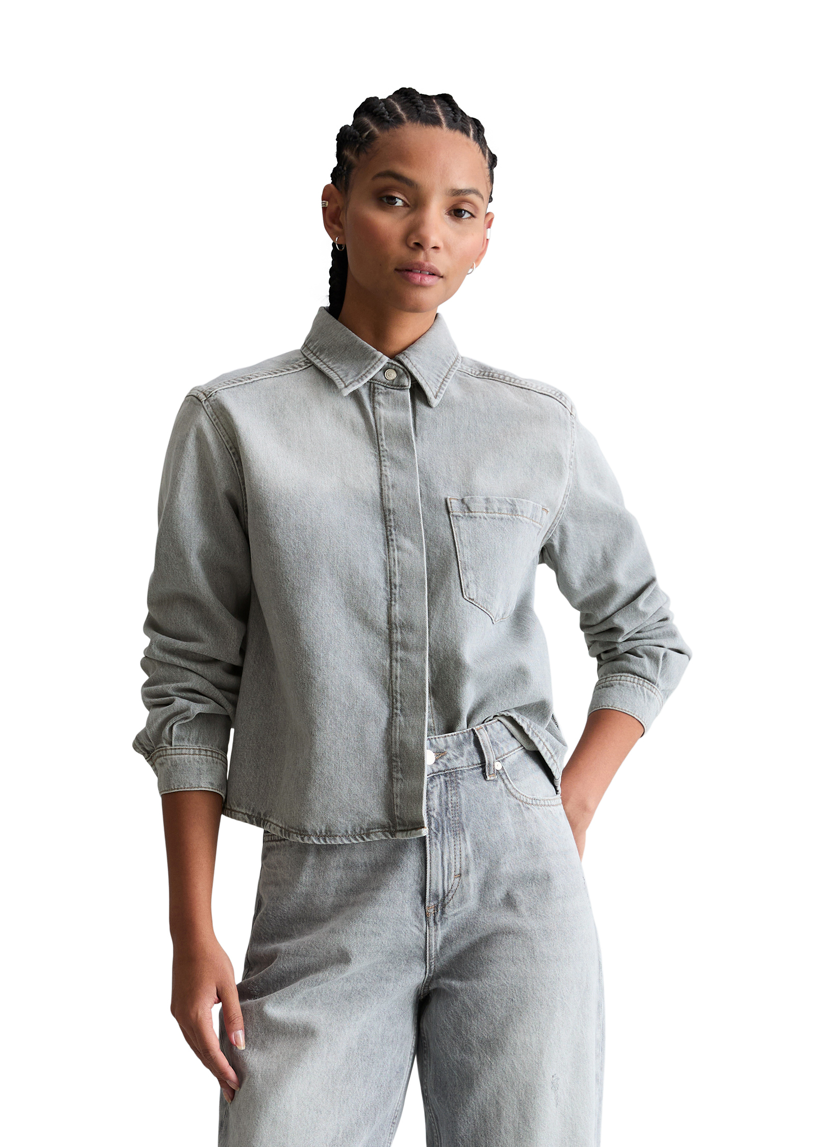 Chemise en jean relaxed en denim rigide, MARC O’POLO DENIM