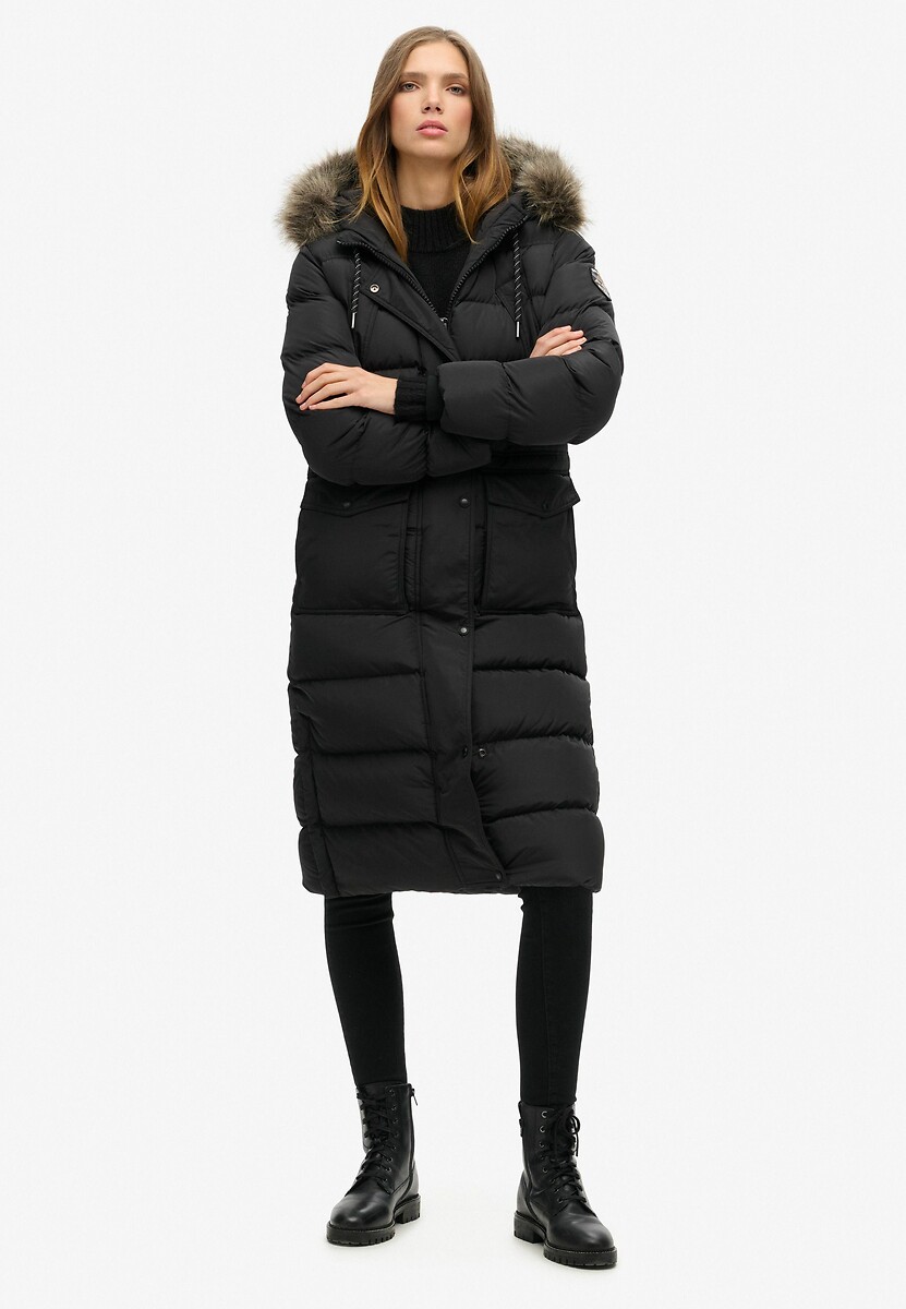 Doudoune noir grosse fourrure top