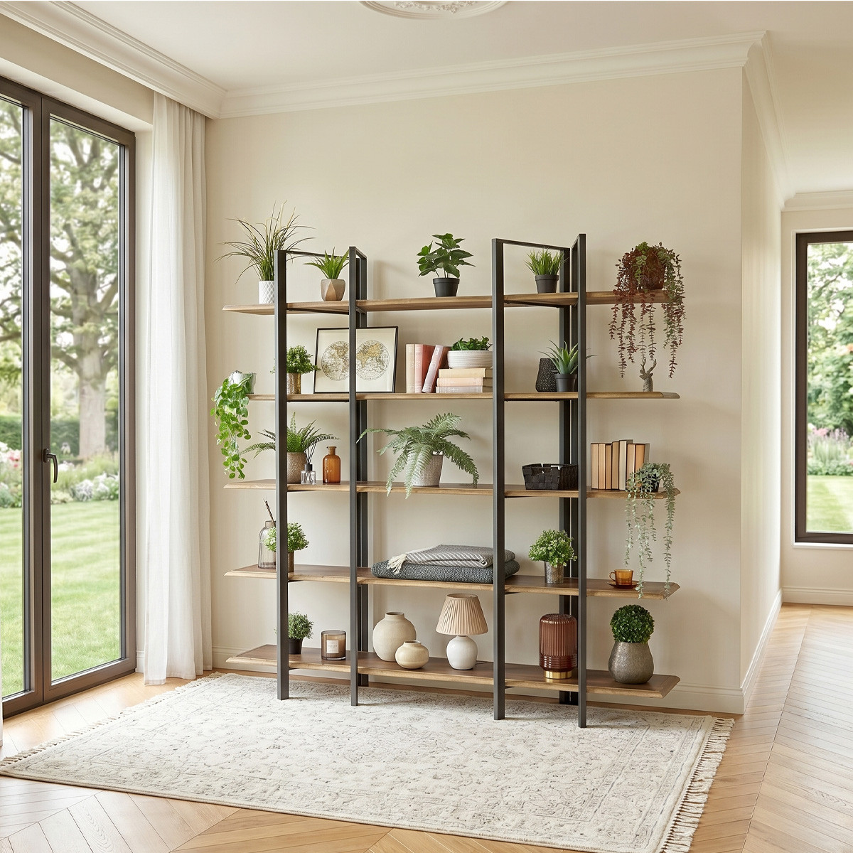 Etagère style industriel en chêne et métal YORK, ROBIN DES BOIS