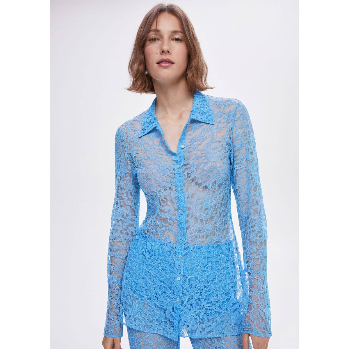 Mango blouse online dentelle