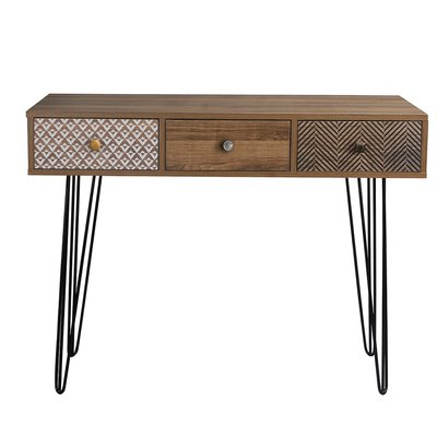 3 Drawer Desk with Hairpin Legs SO'HOME