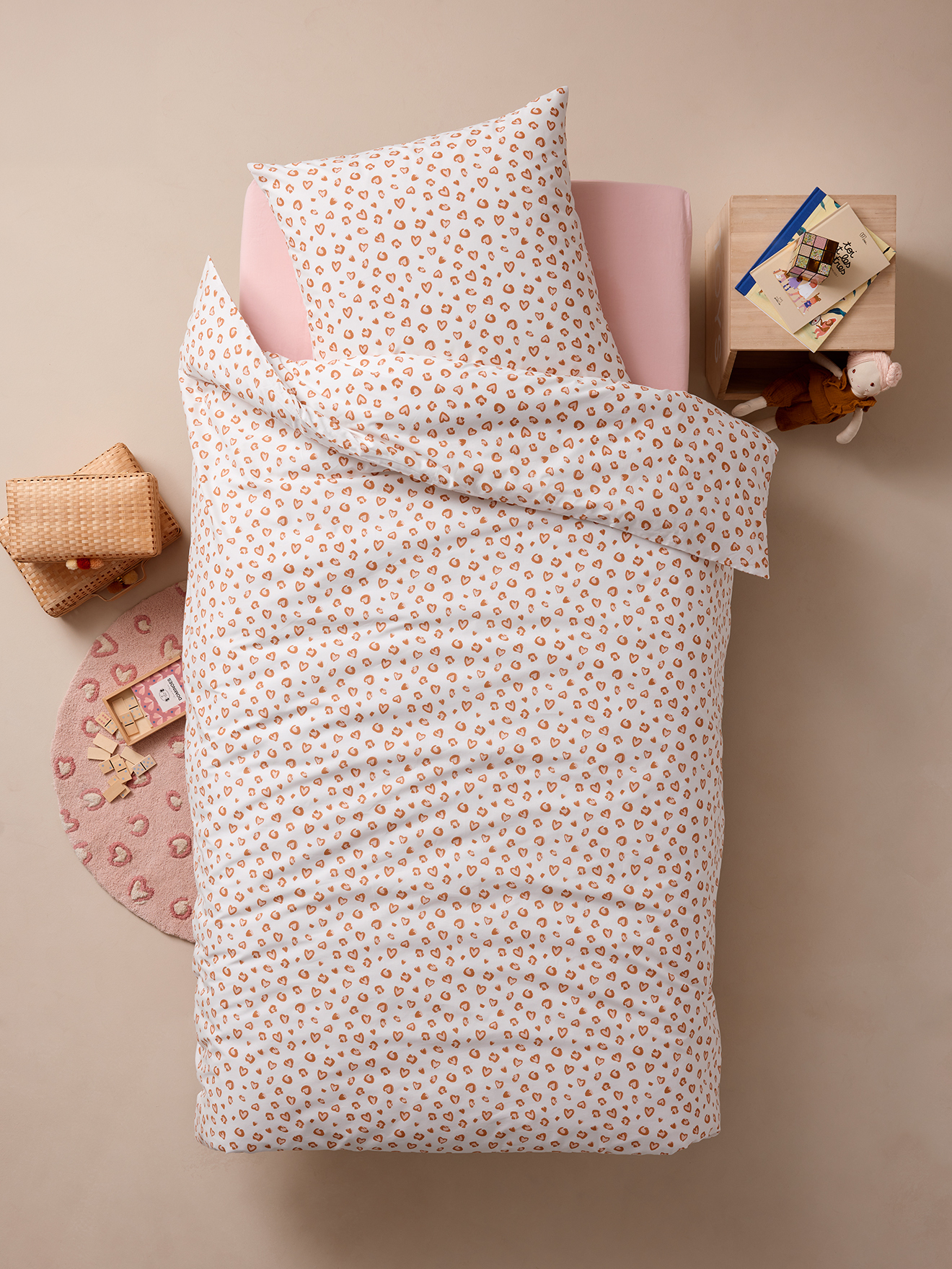 Parure de lit housse de couette et taie d'oreiller LEOPARD, avec coton recyclé, VERTBAUDET