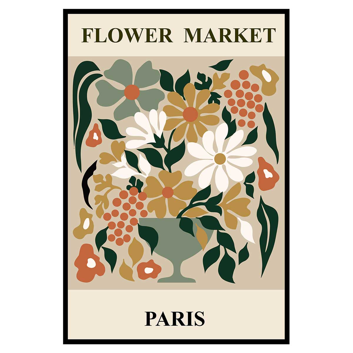 Affiche encadrée fleurs amsterdam vintage, HEXOA