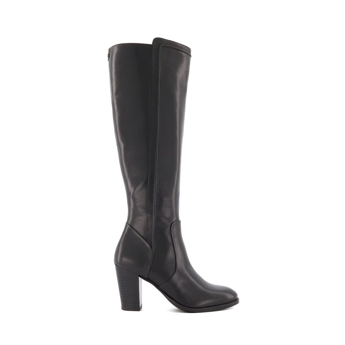 Bottes hauteur genou talon carr fronc es truce 2 noir cuir